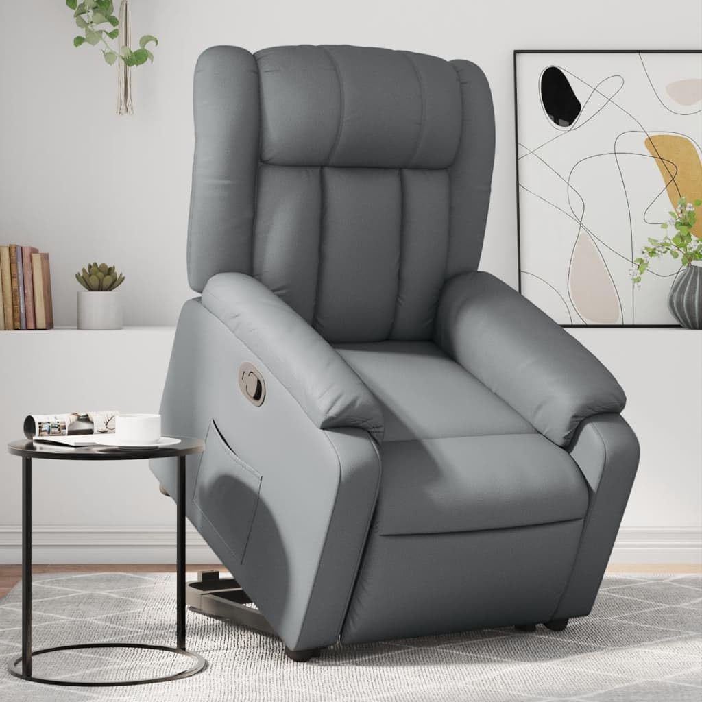 Homgoday Relaxsessel mit Aufstehhilfe Fernsehsessel Verstellbarer Ruhesessel Aufstehsessel Relaxsessel mit Liegefunktion Sessel für Senioren mit Aufstehhilfe TV Sessel Grau Kunstleder