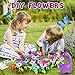 Qtioucp 16Pcs Kids Gardening Tools Outdoor Toys Set Backyard Play with 93 PCS DIY Flower Garden Building Preschool Activities (Purple)