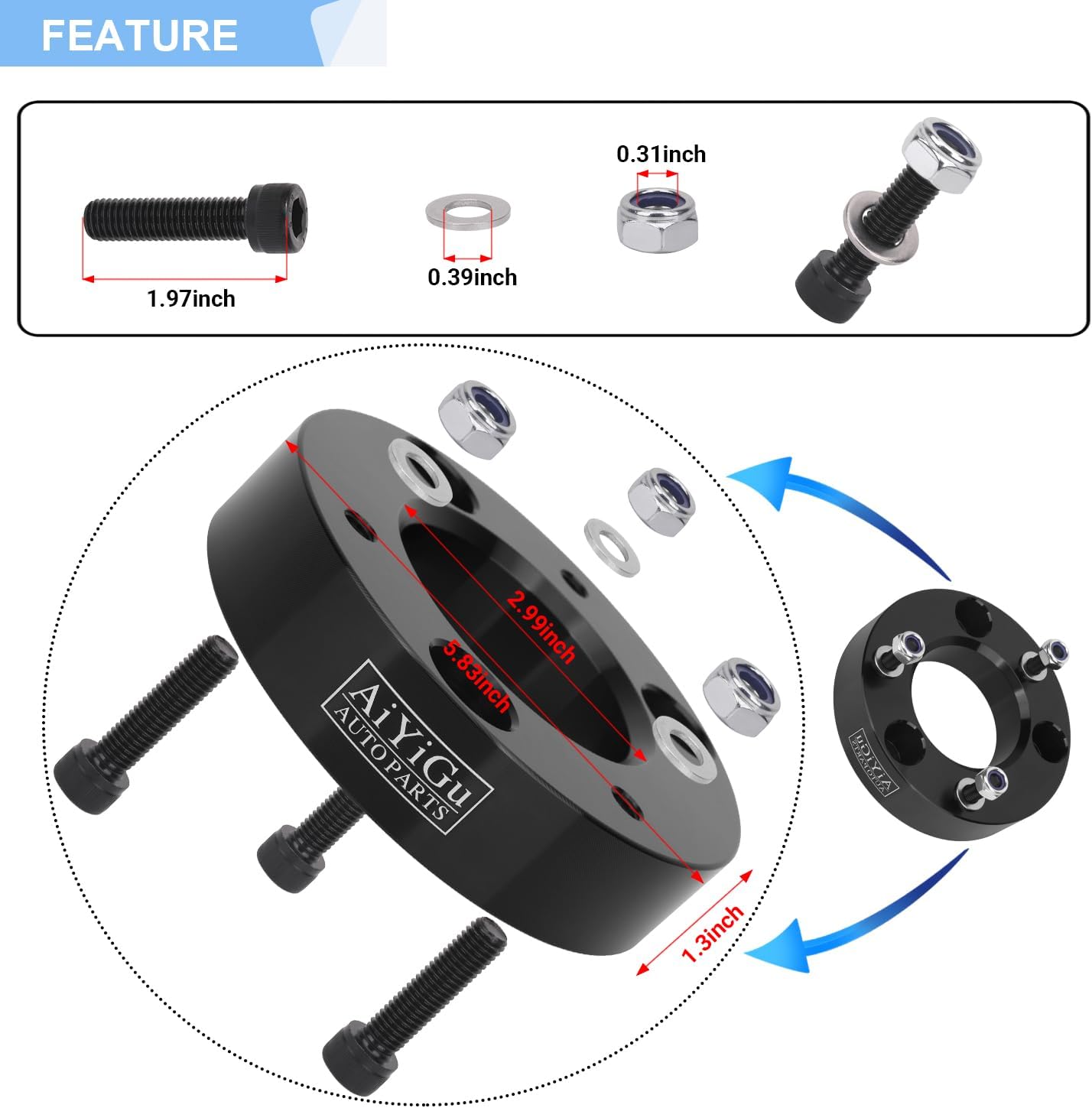 2 Inches Front Leveling Lift Kit for Ford F-150 2WD 4WD 2004-2026, Expedition 2003-2018, Lincoln Mark LT 2005-2008, Forged Strut Spacers Suspension Raise Your Truck by 2", 2pcs