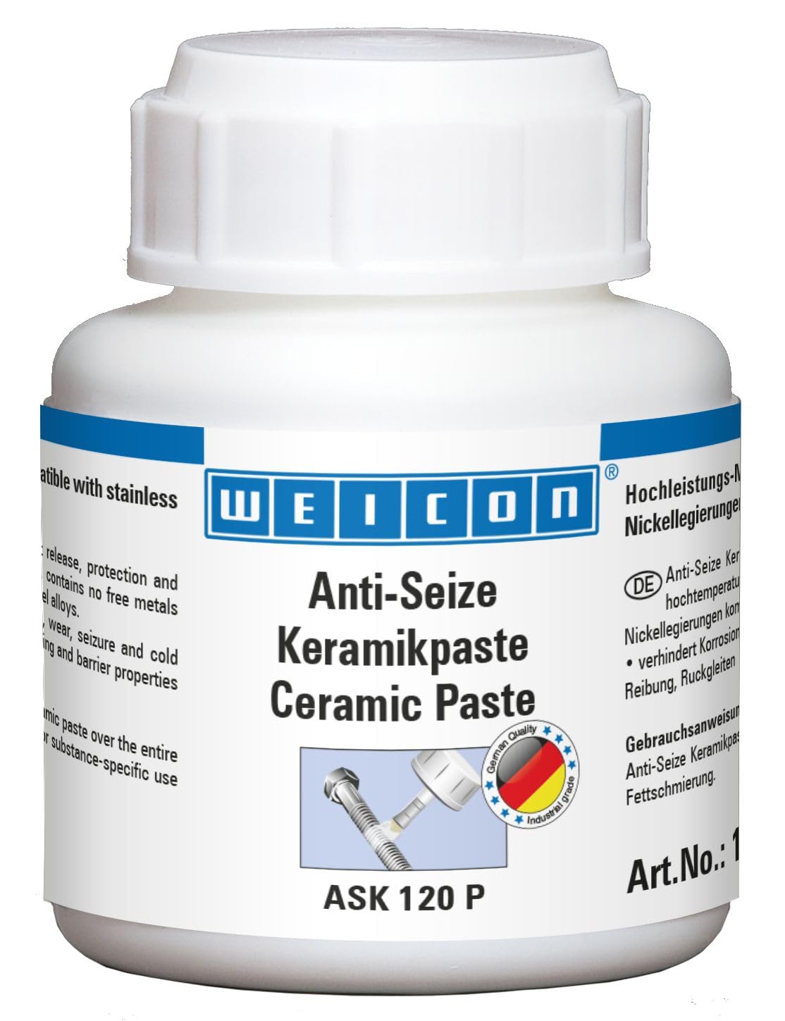 WEICON Anti-Seize Ceramic Paste 120 g, metal-free assembly paste to protect against corrosion, seizing and wear