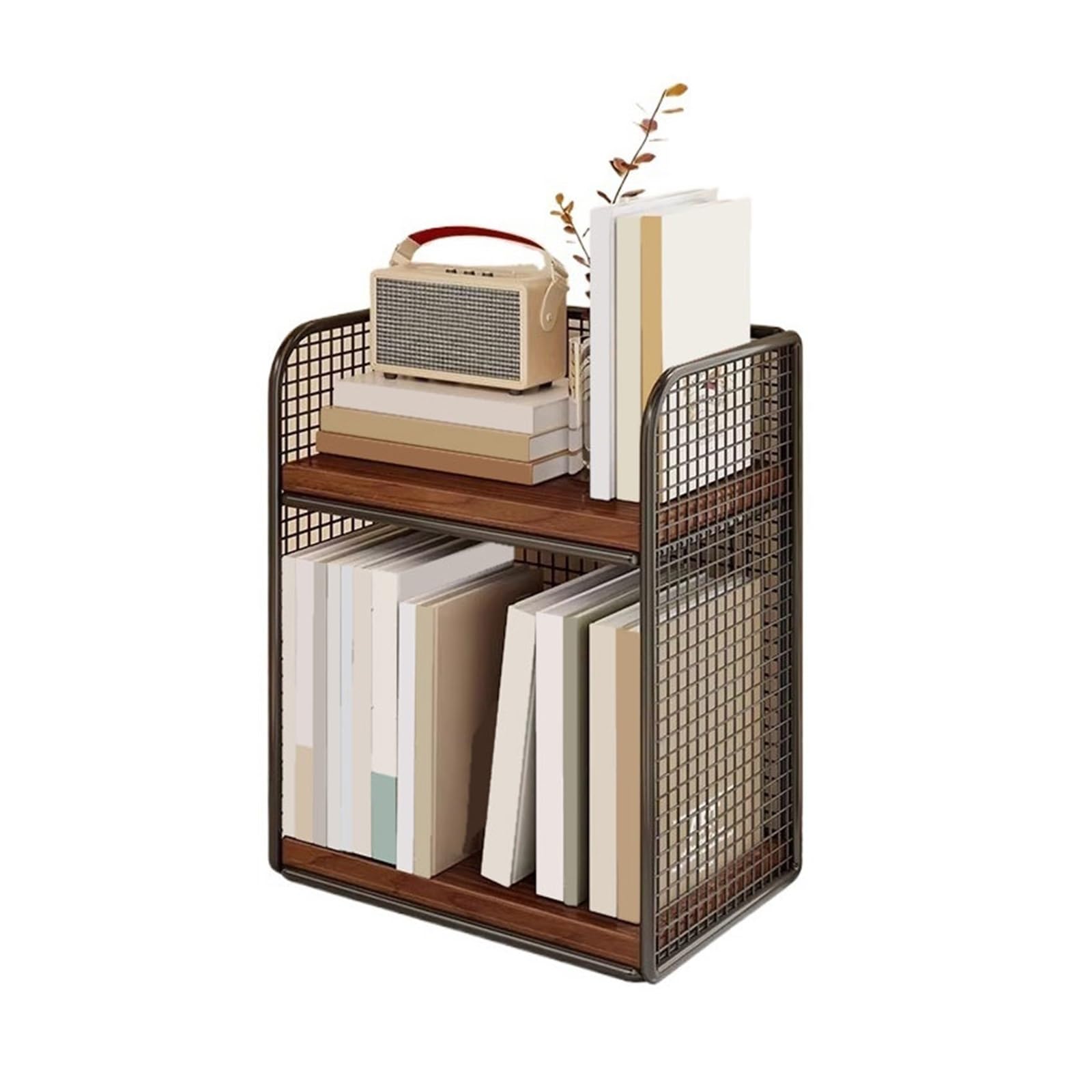 Shihan-2015 Bookcase Double Layer Iron Desk Storage Organizer, Home Bookshelf Display Rack Display Shelf