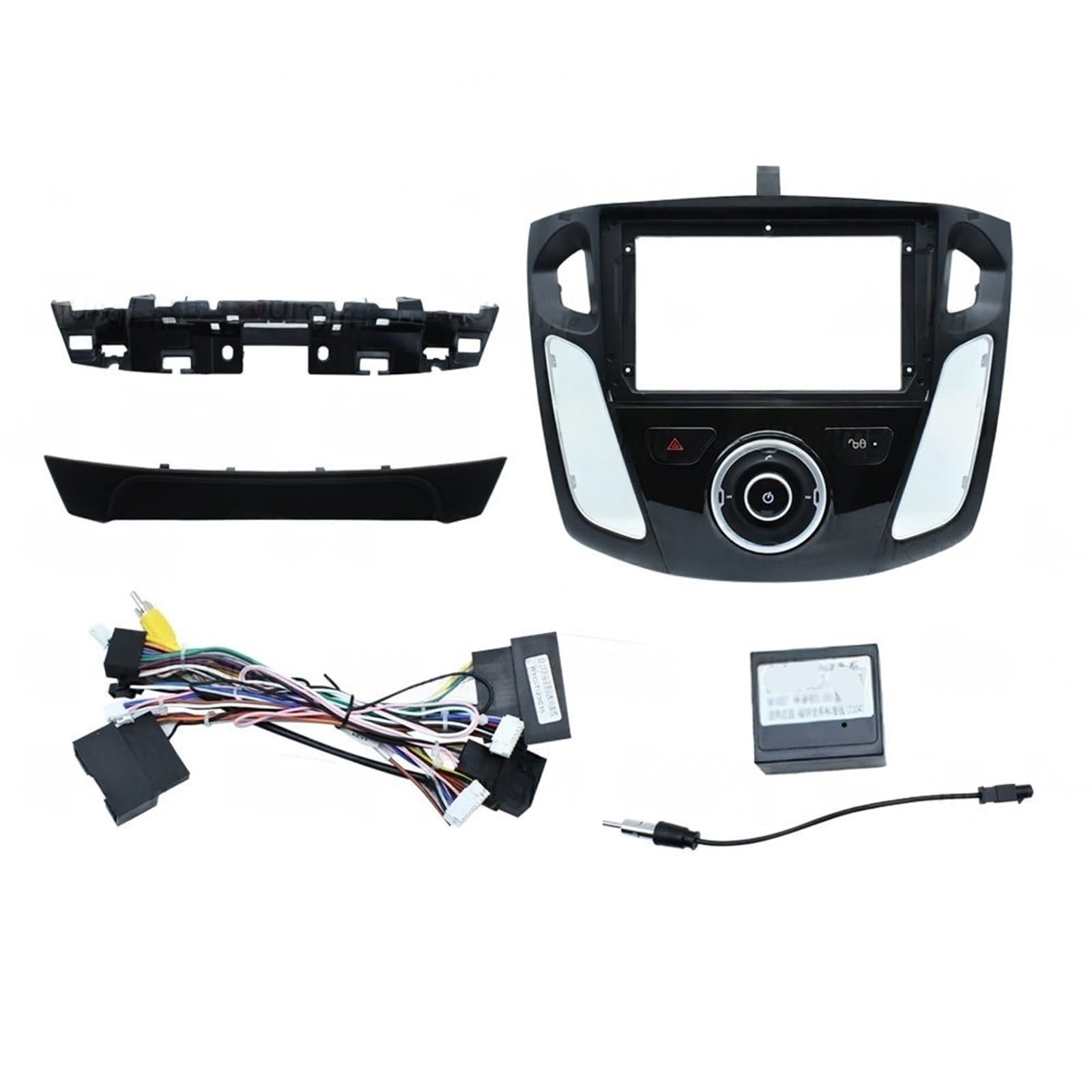JKELPV Car Radio Frame Kit Fit For Ford Focus MK3 2011-2019 9 Inch 2DIN Stereo Panel Car Radio Fascias Frame Radio adapter(Frame Cable canbus-2)