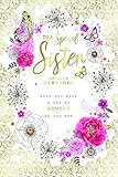 special sister parola di fiori & farfalla design happy birthday lovely verse