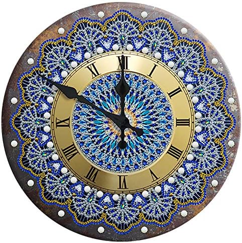 LUSandy DIY 5D Diamond Painting Clock Kits for Adults Blue Mandala ...