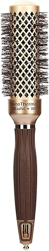 Olivia Garden NanoThermic Ceramic + Ion Round Thermal Hair Brush - Not Electrical - Professional Blowout Brush for Normal to Thick Hair Oro /