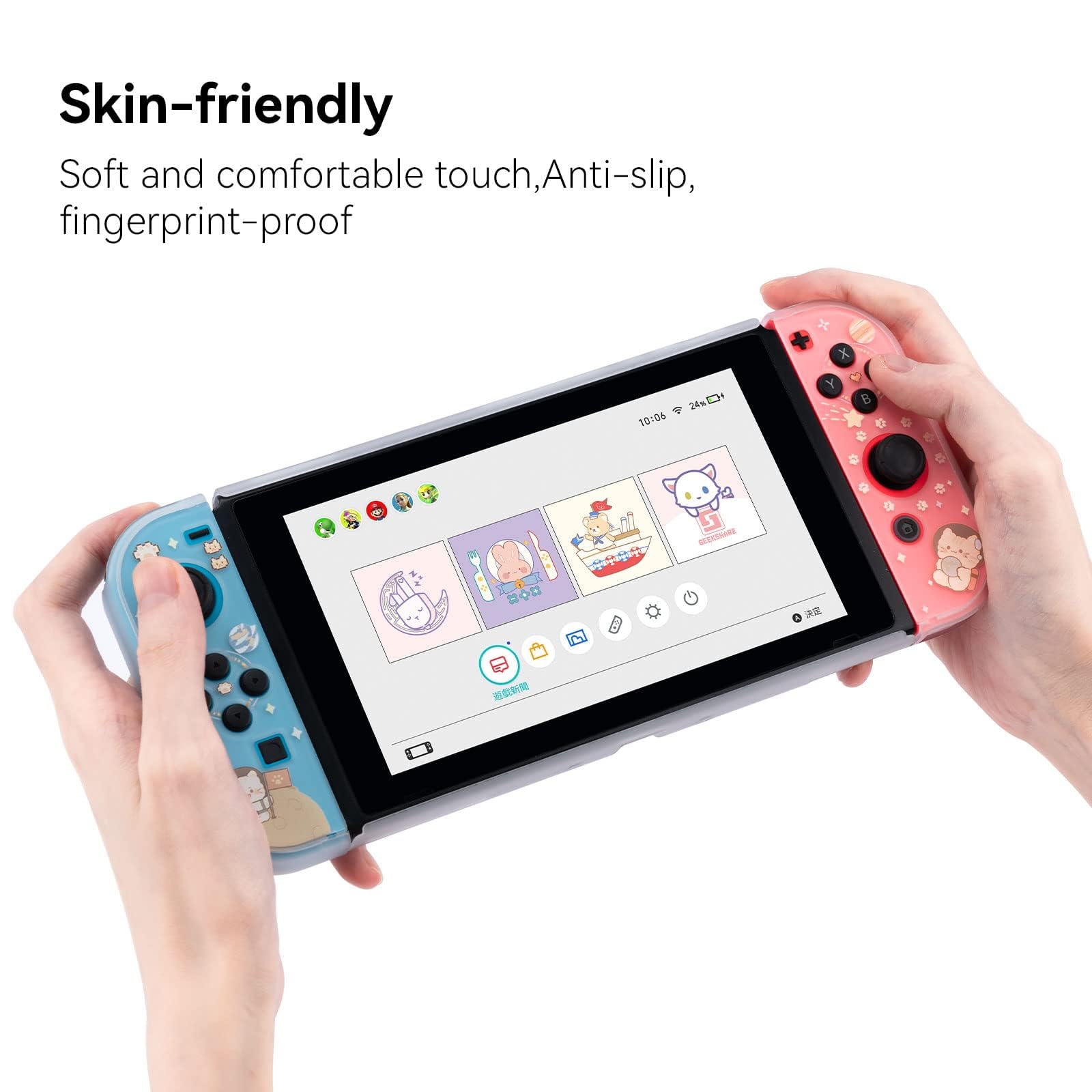 GeekShare Schutzhülle Slim Cover Case Kompatibel mit Nintendo Switch und Joy Con – Stoßdämpfend und Kratzfest – Space Cat