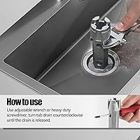 Vista 7 de Llave removedor de drenaje de bañera - Herramienta de aleación de zinc de doble extremo para baño y casa de baños