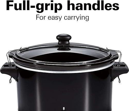 Miniatura 5 de Olla de cocción lenta extra grande de 10 cuartos de galón portátil con bloqueo de tapa color negro