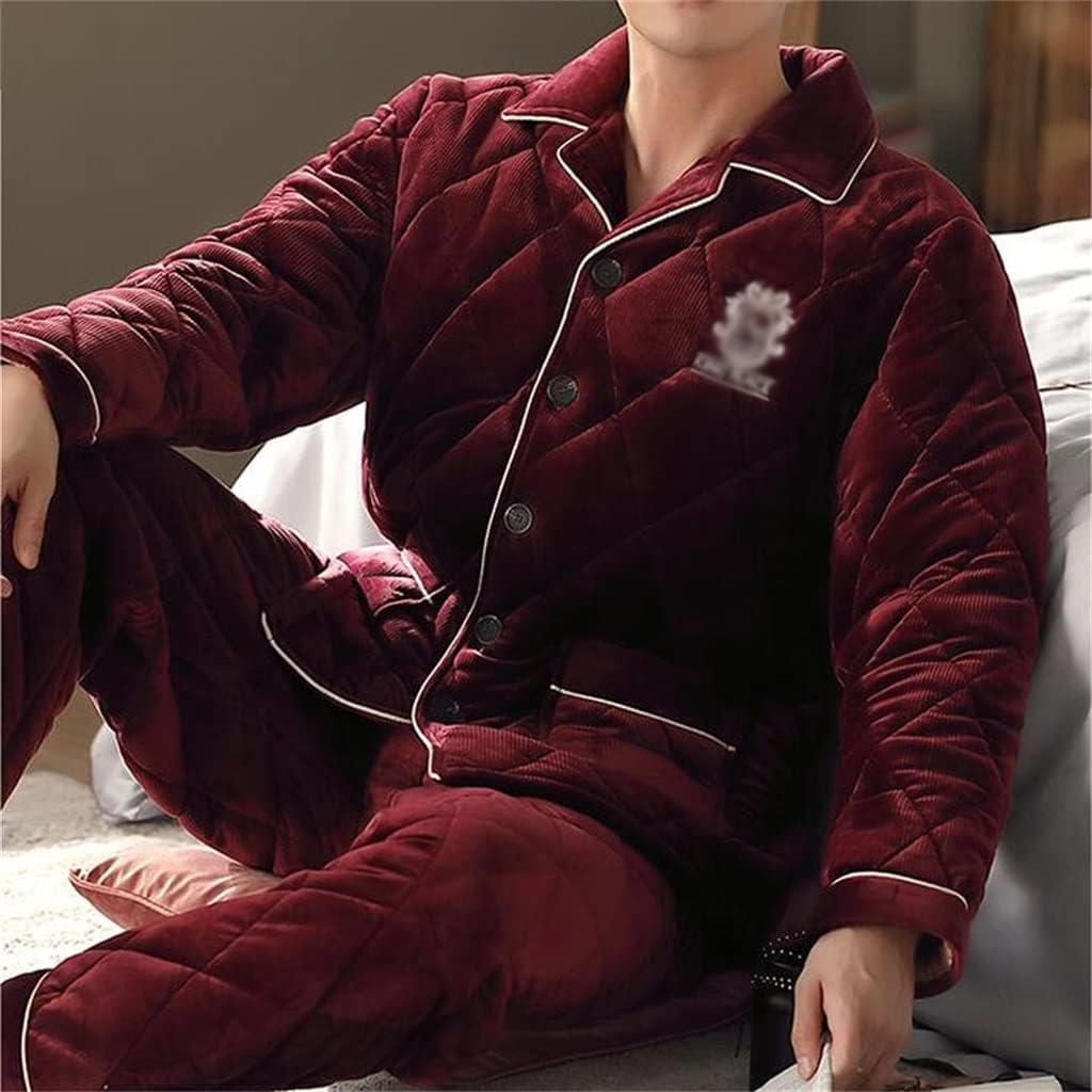 Red Pajamas Quilted Winter Home Clothes Casual Men's Cotton Suit Men
