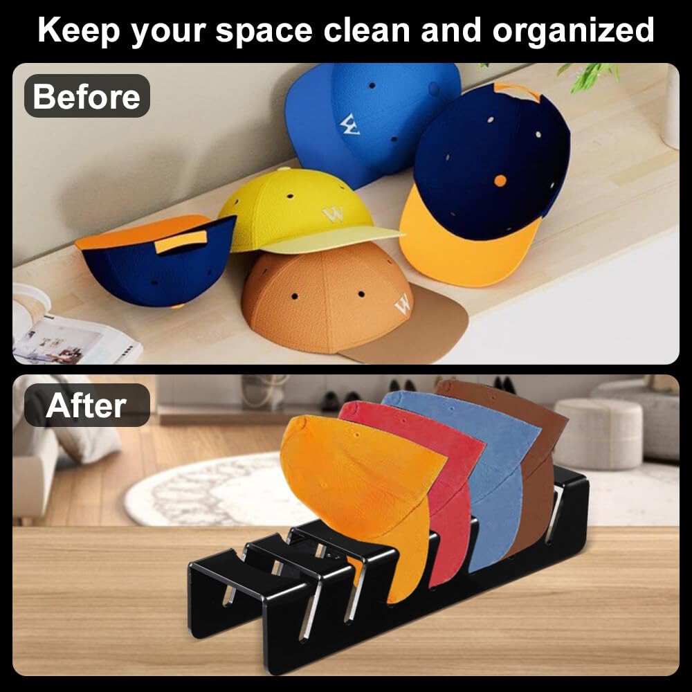 Range Casquette 2 Organisateurs à Casquettes En Acrylique Transparent - Pour 14 Casquettes, Pas D'installation, Pieds Antidérapants