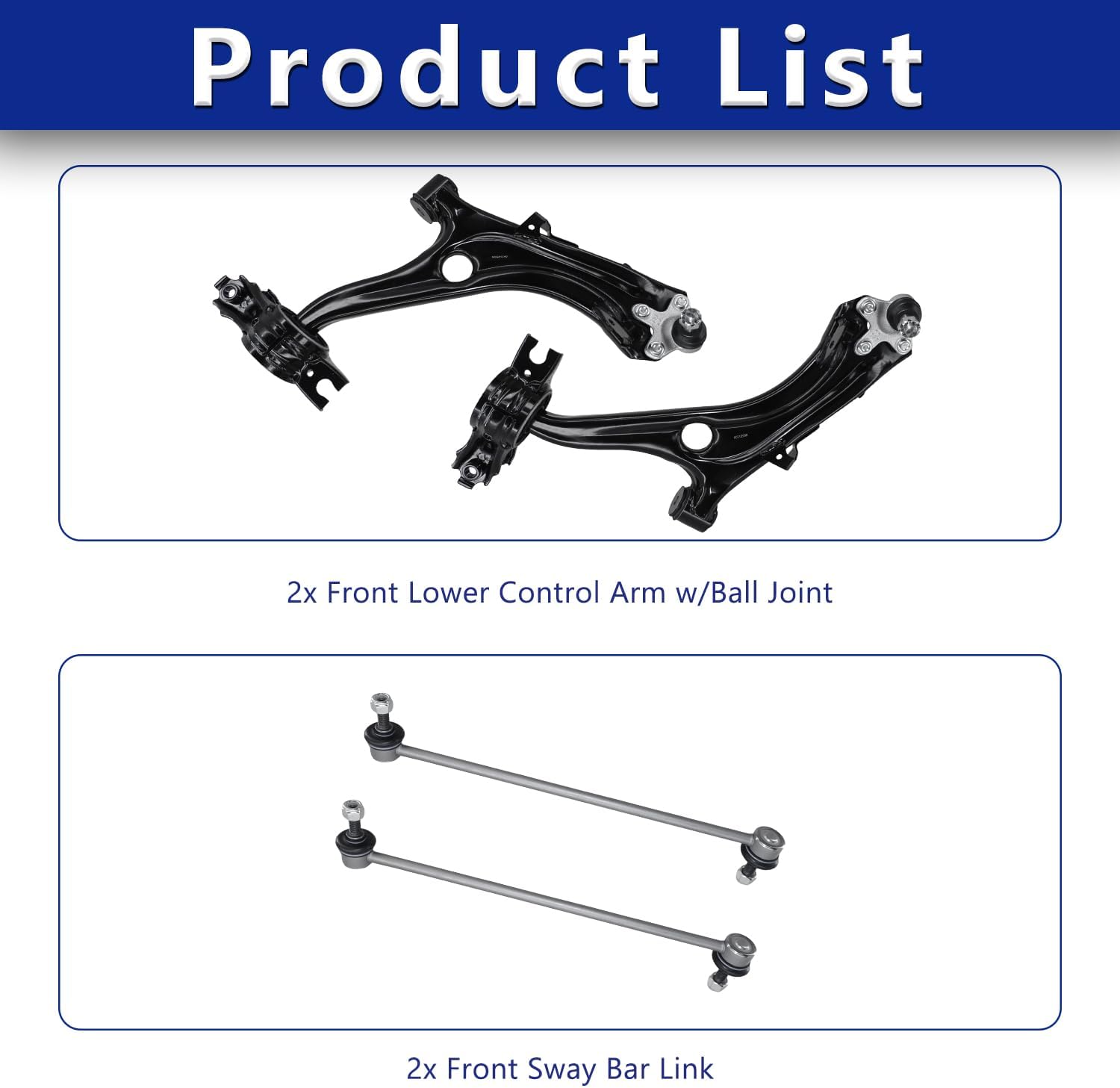 Control Arm, Replacement For Front Lower Control Arm With Ball Joint Sway Bar Compatible With 2016-2021 Honda Civic - 4 Pcs