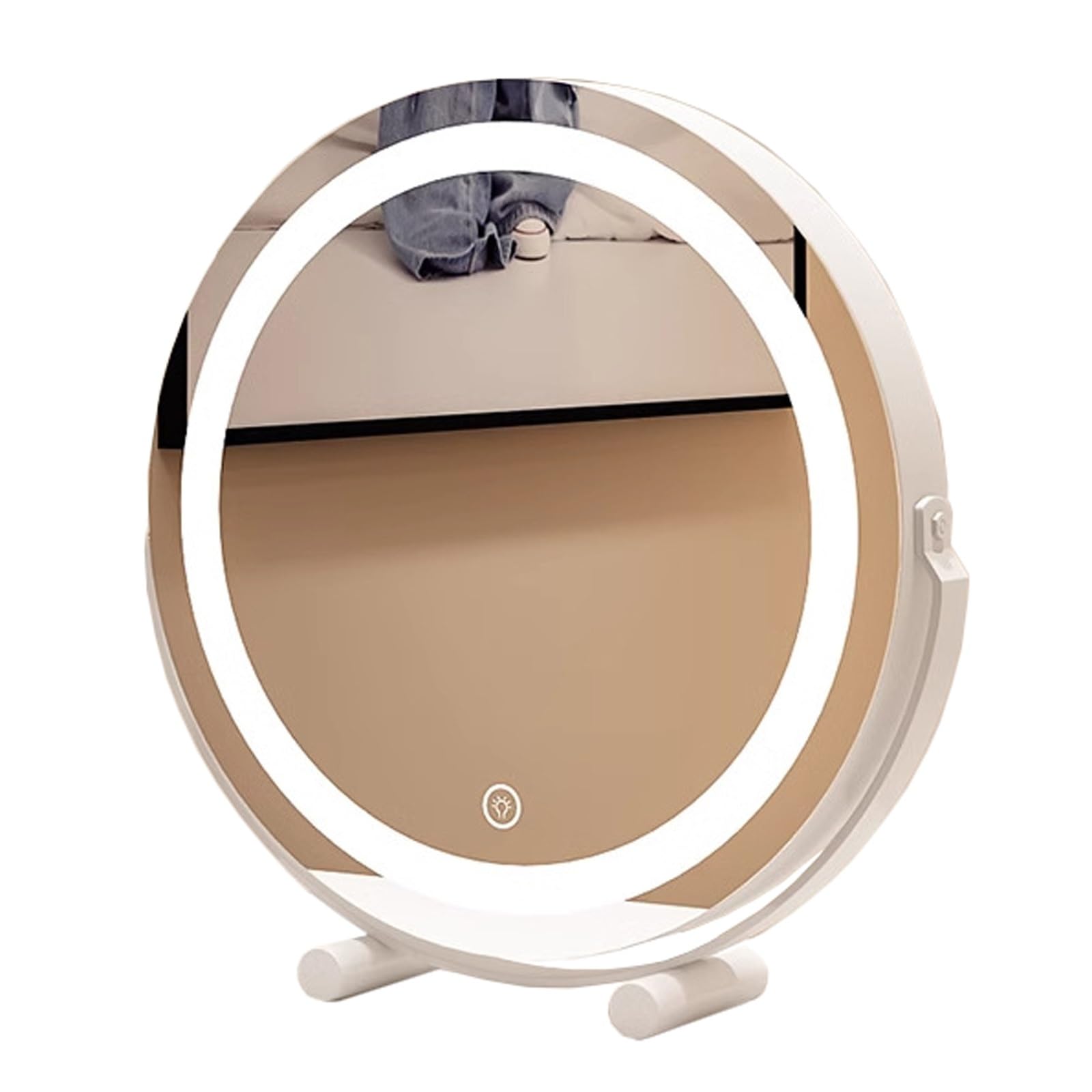 Spiegel Kosmetikspiegel Runde Kreis Spiegel Touch Schalter Touch Dimmbar für Wohnzimmer Schlafzimmer(White,50 cm)