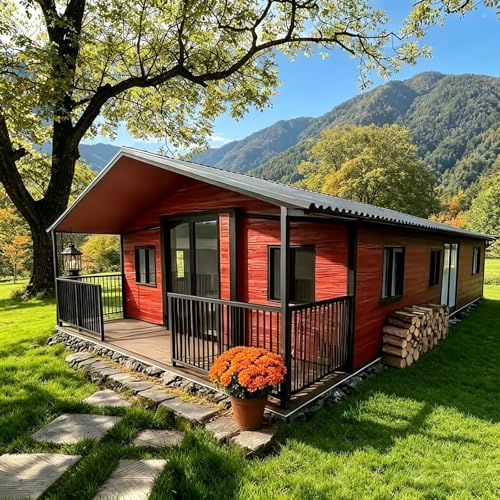 Tiny House Maison modulaire préfabriquée pour bureau ou vacances, avec chambre, cuisine et salle de bain, villa mobile préfabriquée, cabine de salon extensible moderne