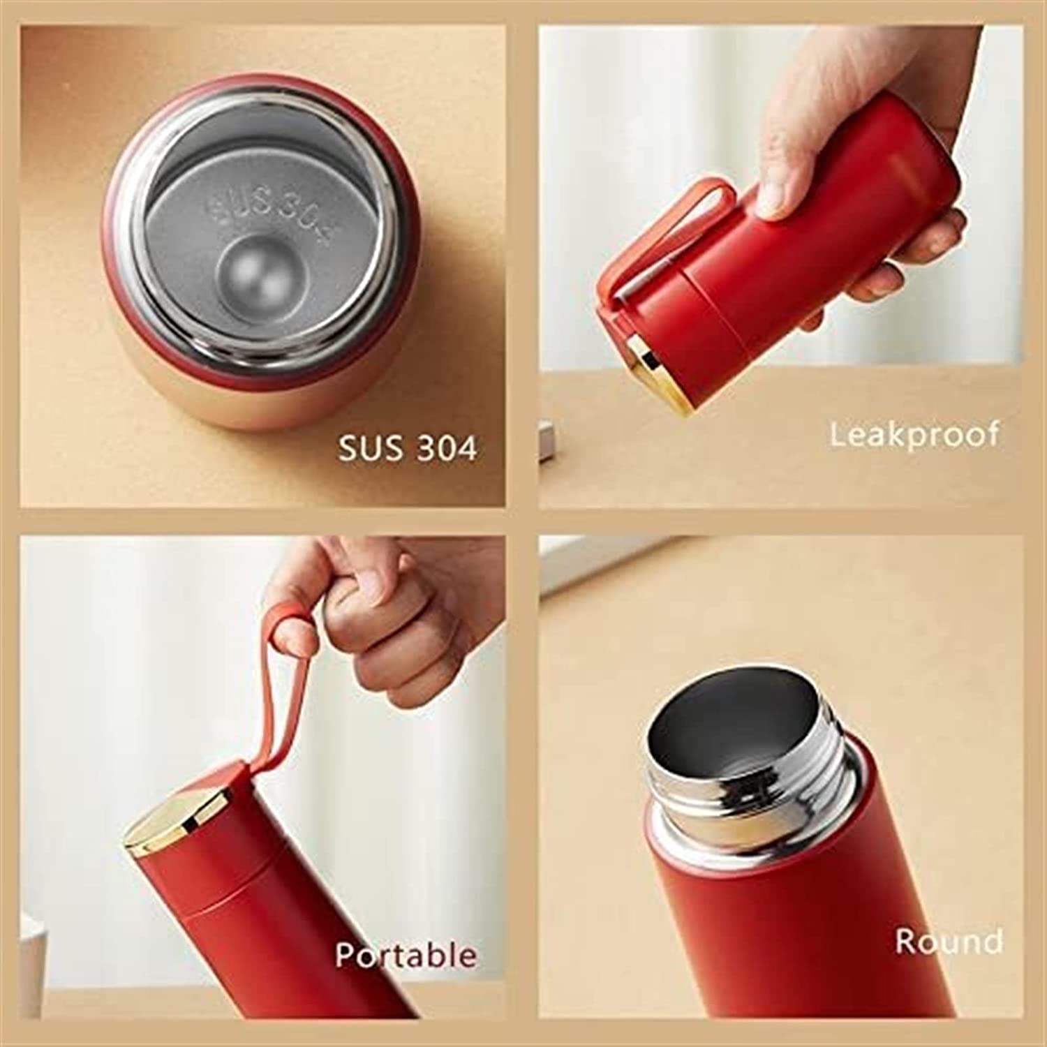 ARTSZY Przenośny kubek termosowy 180ml przenośny termos 304 ze stali nierdzewnej podróżny kubek do kawy termos (Color : A)