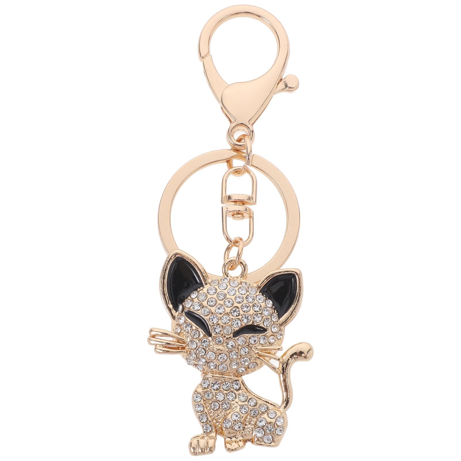 Yardenfun Cat Keychain Key Chain Key Ring for Decor Metal Keychain Rhinestone Key Ring Pendant for Car Cat-shape