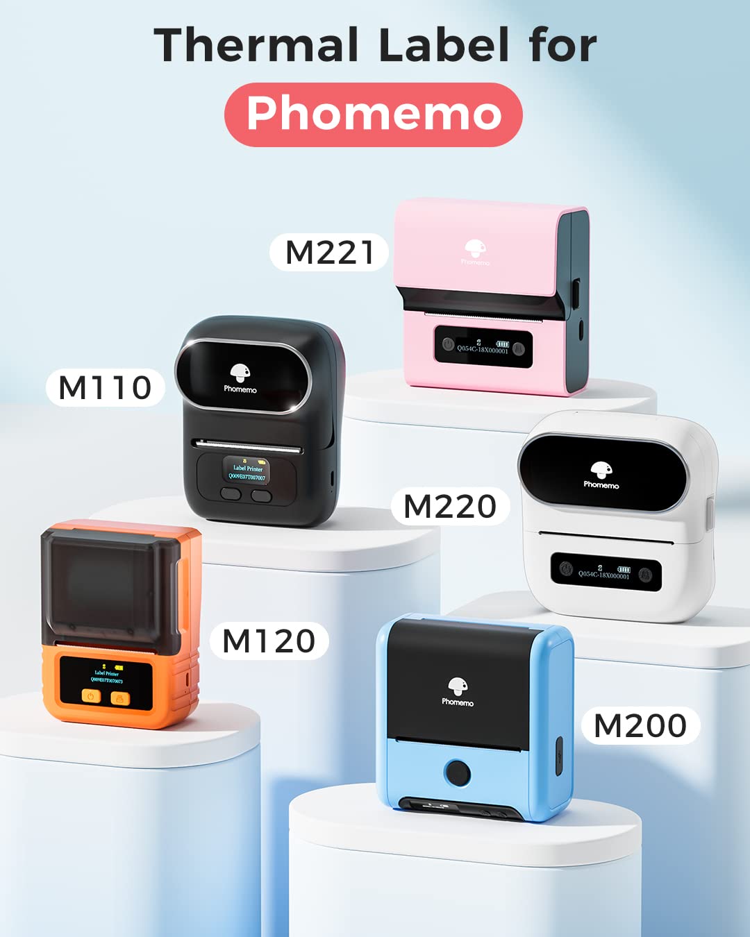 Phomemo M110/M220/M221/M200/M120/M100/M108/M150/M250/M260 zelfklevende etiketten, 3 rollen 20 x 10 mm thermisch labelpapier voor Phomemo etiketteermachine, 600 stuks voor