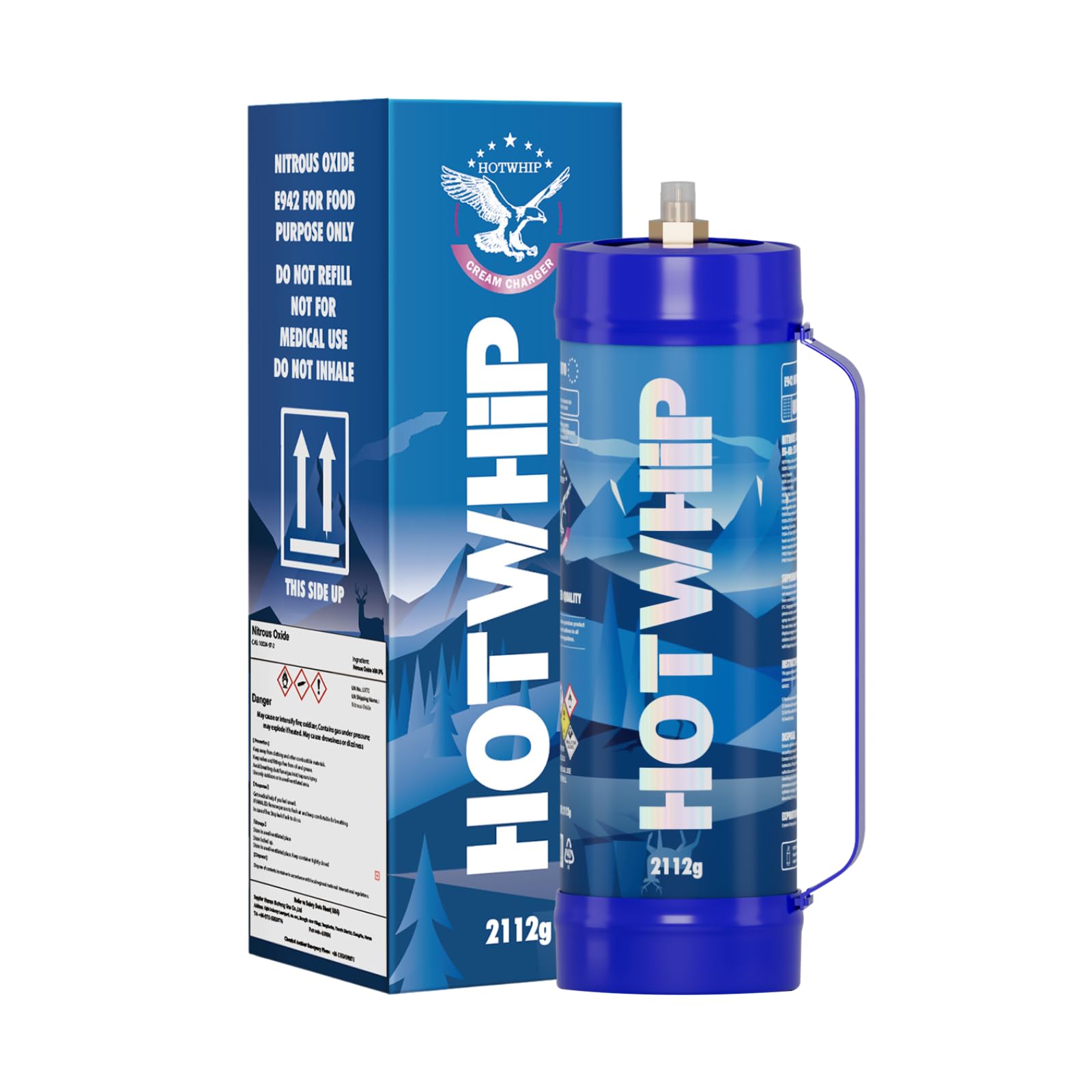 Hotwhip Whipped Cream Charger 3.3L Tanks 2112g Whip Cream Charger Cylinder, 1-Pack