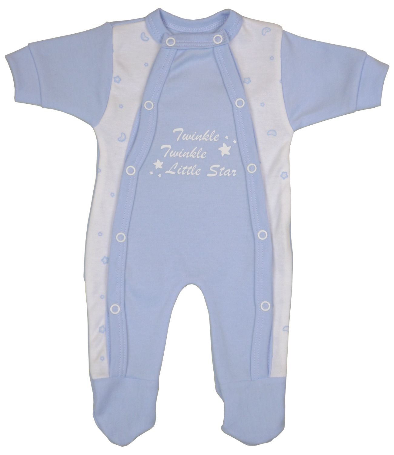 BabyPrem Premature Baby Twinkle Little Star Sleepsuit Clothes BLUE 3.5-5.5lb - 38-44