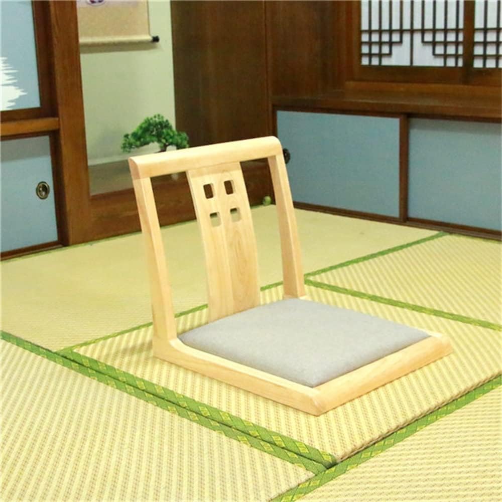 Gaming Reading Watching Tv Wood Floor Chair with Seat Cushion Tatami Legless Wooden Seating