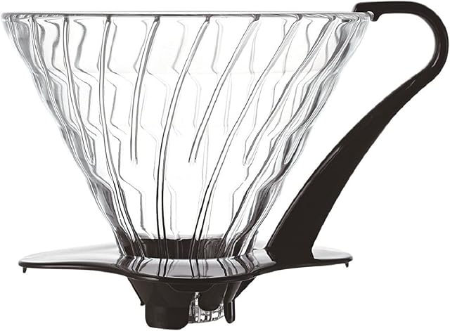 HARIO V60 szklany uchwyt na filtr do kawy, szkło, czarny, rozmiar 3