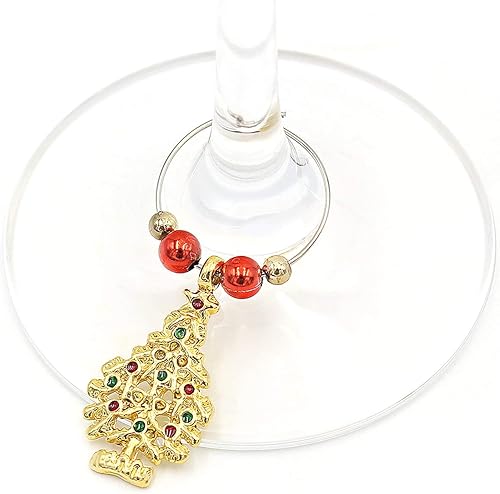 Miniatura 5 de Barra de abalorios de copa de vino de Navidad y marcadores de copa de vino