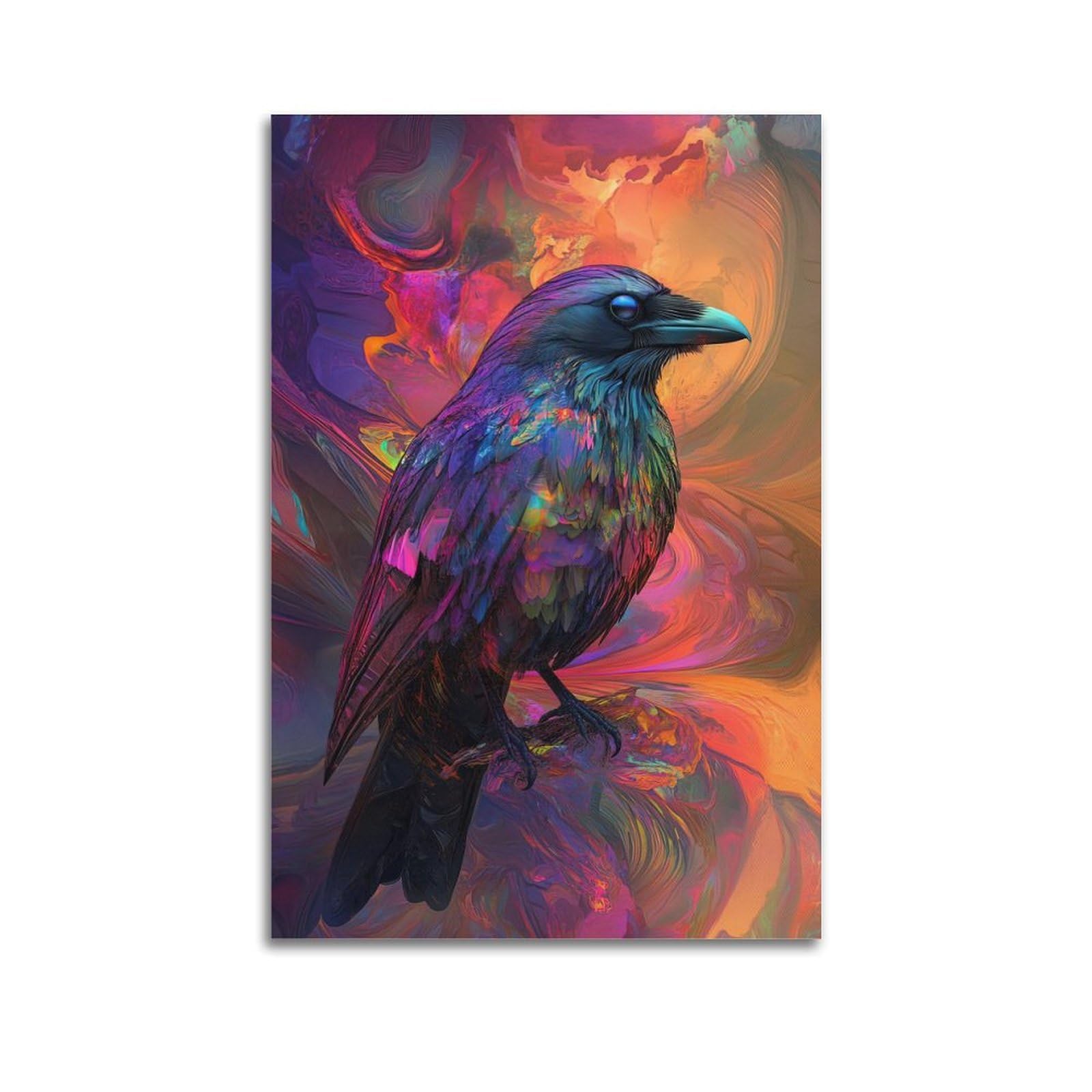 ZSZWHJ Animal Poster Looking Away from The Crows Poster Decorative Painting Canvas Wall Posters And Art Picture Print Modern Family Bedroom Decor Posters 16x24inch(40x60cm)