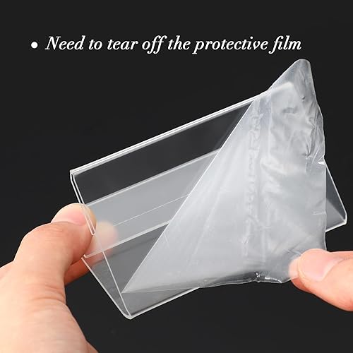 Miniatura 4 de Fulmoon 30 piezas de mini soporte de letrero acrílico, 2 x 3.5 pulgadas, soporte pequeño para letrero transparente, placa de identificación acrílica
