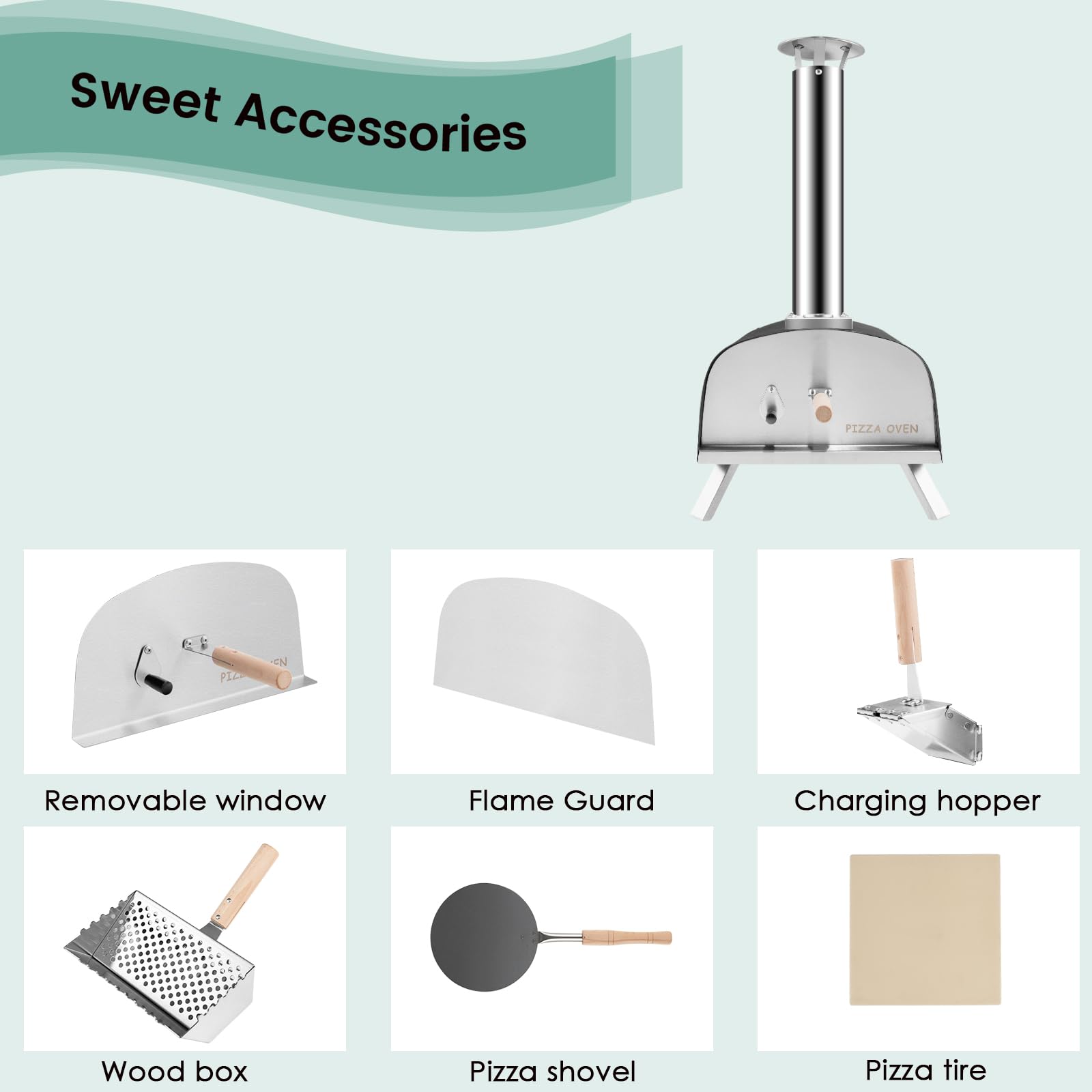 KOMFOTTEU Pizzaofen Outdoor - Tragbar Mit Drehbarem Pizzastein