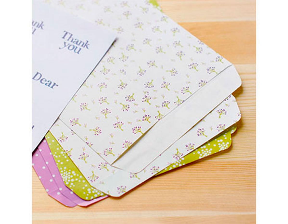 Dailylike Set of 6 Assorted Printed envelopes with Labels Vol. 1 Bouquet 16.5 x 25 cm. 3 Models, 2 envelopes per Model