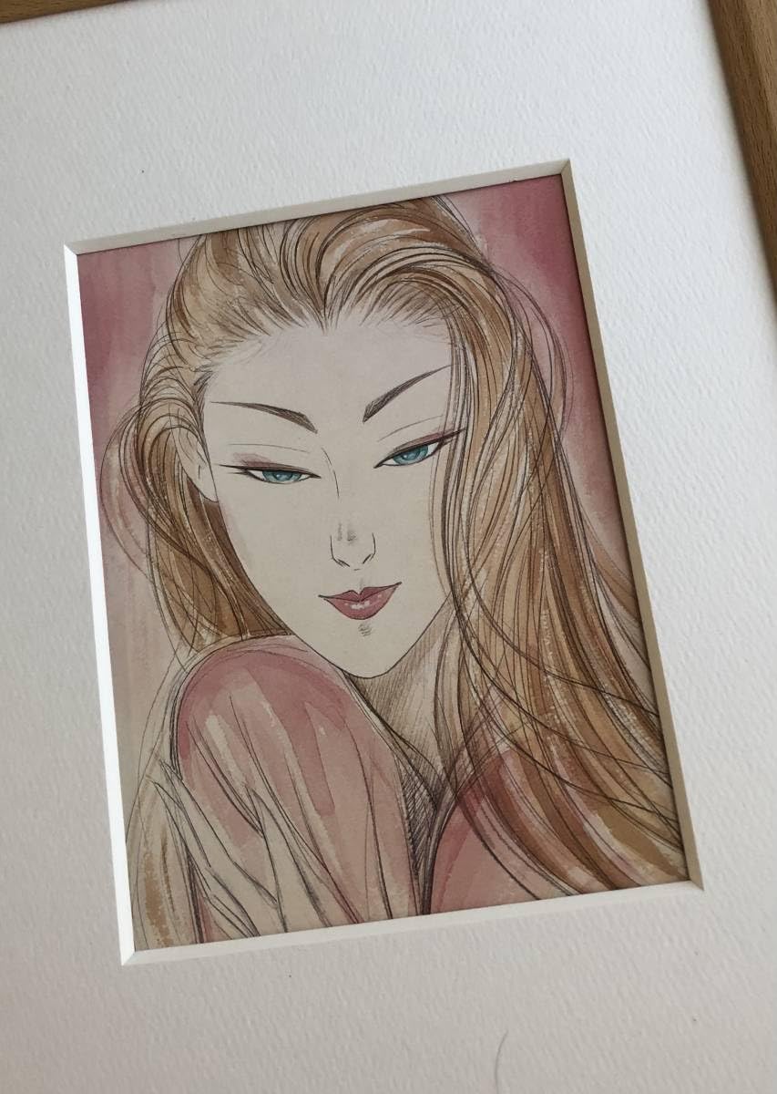 Amazon.co.jp: 額装 鶴田一郎 美女 美人画 イラスト A4サイズ額  