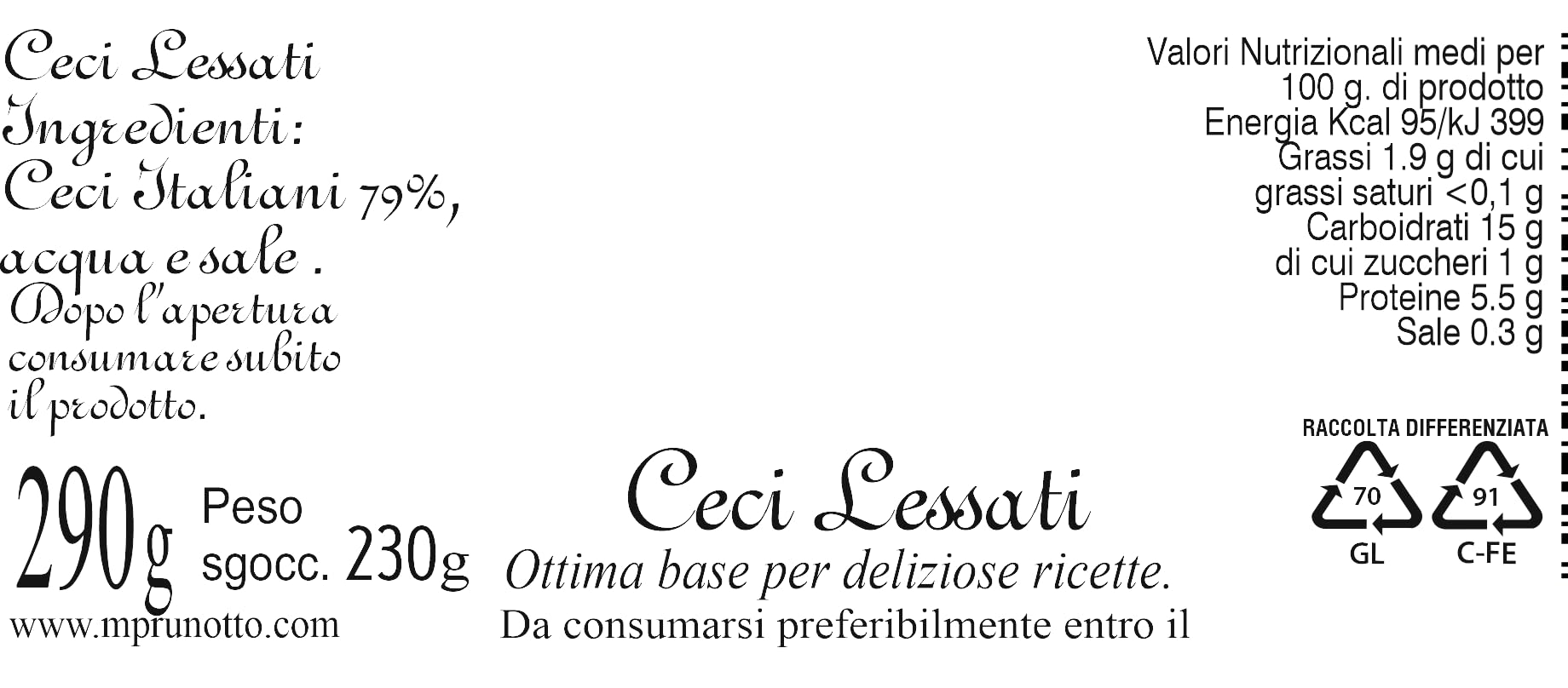 6 vasetti Ceci lessati in vaso Prunotto Mariangela azienda agricola in Alba