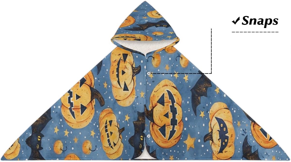 Pardick Bats Stars Pumpkin Kids Bath Towel Beach Towel with Hood Pool Cover Up for Girls Boys Soft Absorbent Hooded Bath Towel Toddler Towels for Beach, Pool