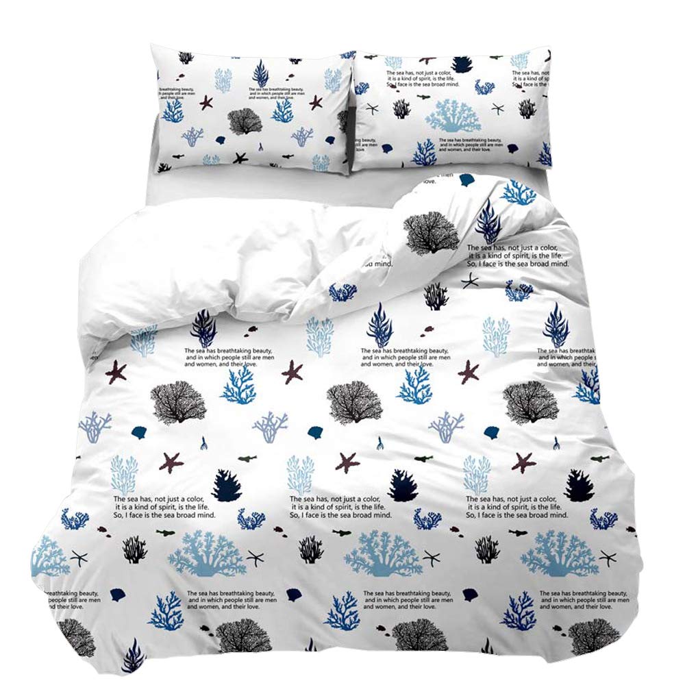 Housse de couette océan anti-froissement lit double parure été légère
