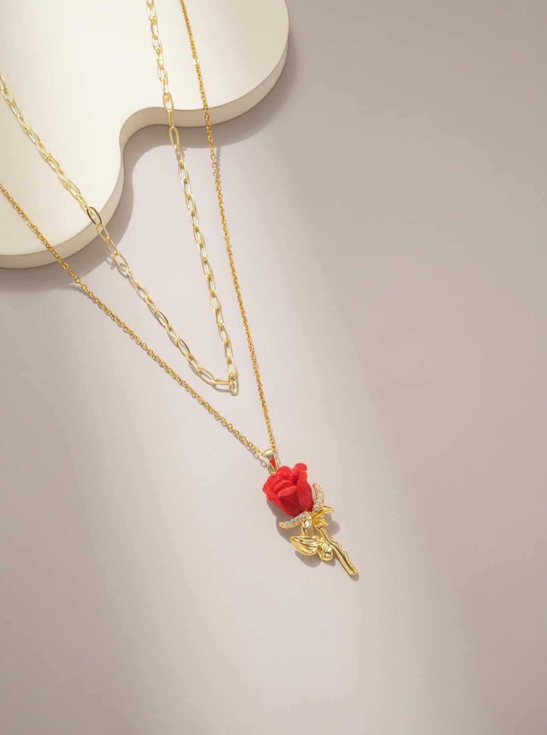 Gold Flower Layered Necklace for Women 14K Gold Non Tarnish Dainty Cute Floral Necklace Valentines Day Birthday Jewelry Gifts for Wife Girlfriend - Image 6