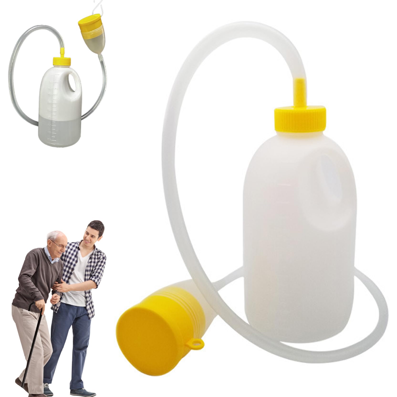 Yaoliucp Men's Urinals For Spill Proof Nighttime 1700Ml Portable Urinal For With Handle Easy To Clean Odor-Blocking Urine Bottle For Home And Hospital, Urinals For Spill Proof Nighttime