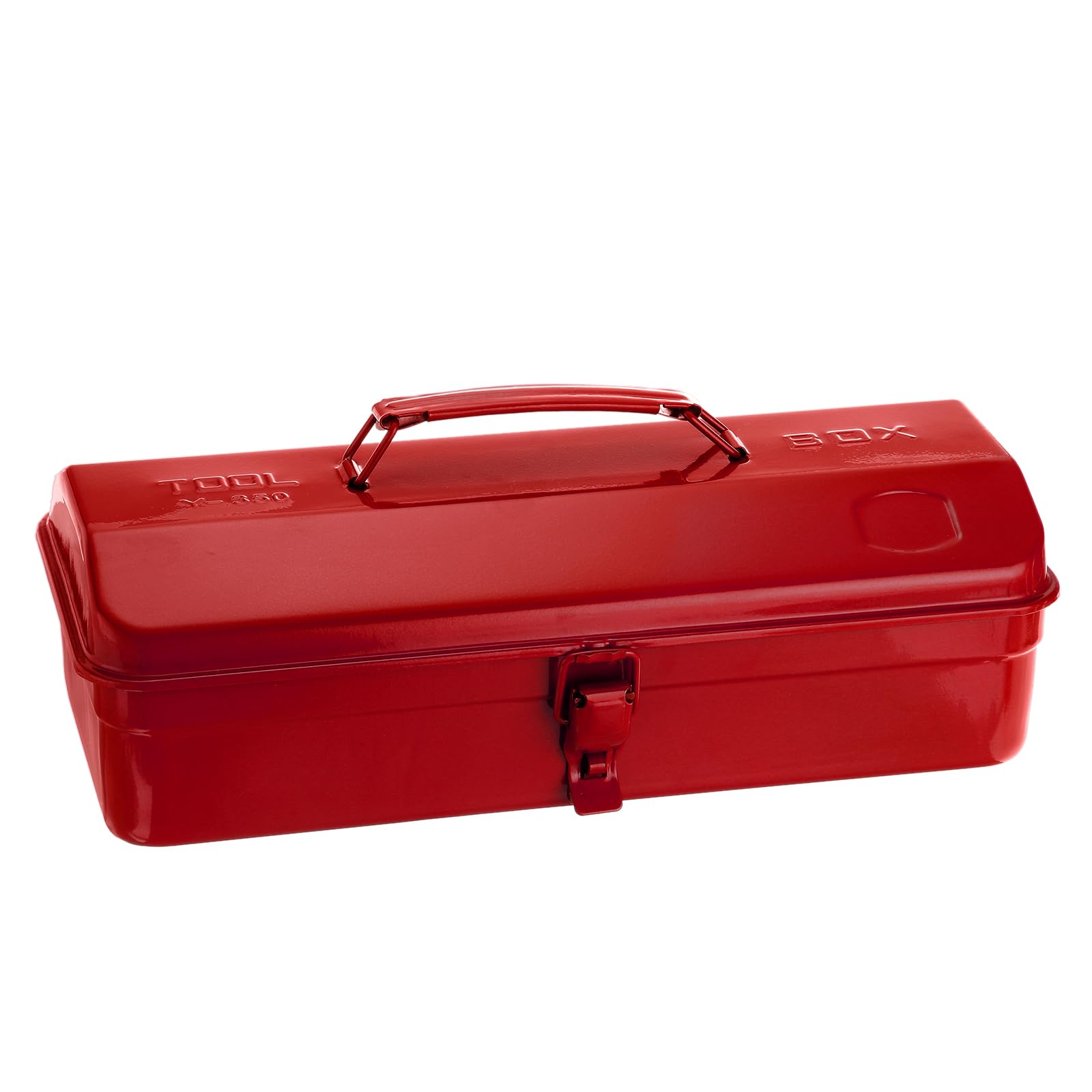 QUARKZMAN Caja De Herramientas Portátil De Acero De 14.2" Estilo Techo A Dos Aguas Con Cierre De Pestillo Metálico Para Taller Doméstico Y Automóvil, Roja