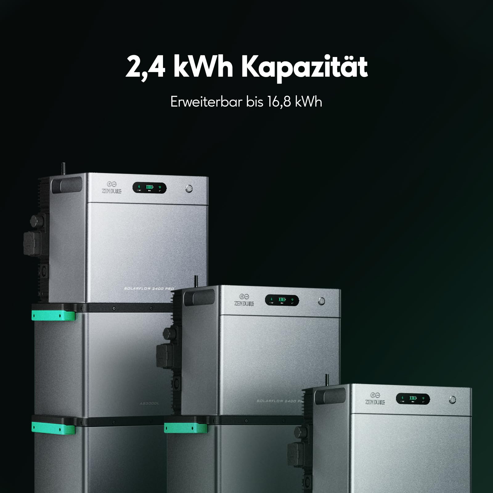 Zendure SF2400 Pro - Balkonkraftwerk mit Speicher 2400W Bidirektionale AC-Leistung, Solarspeicher für Balkonkraftwerk mit 4800W PV-Eingang (3000W DC + 1800W AC), Eweiterbar von 16,8kWh, Plug & Play