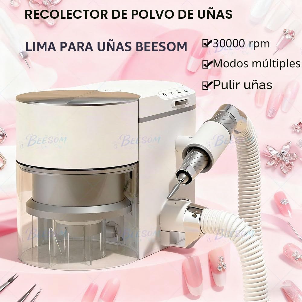 Taladro Eléctrico para Uñas 2-En-1,Aspiradora Torno Uñas Profesional Aspirador Uñas,4 Modos Ajustables, 30 000 RPM,68 Db Bajo Ruido, Fácil Limpiar,para Salón Belleza Black