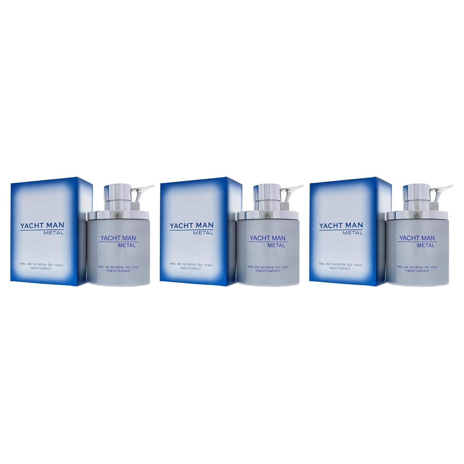 Myrurgia Yacht Man Metal EDT Spray Men 3.4 oz Pack of 3