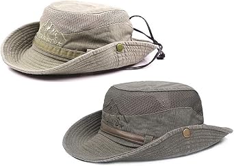 Sun Hats for Men Women, 2 Packs Fishing Hat UPF 50 Wide Brim Boonie Hats for Safari Beach Summer UV Protection Bucket Hat