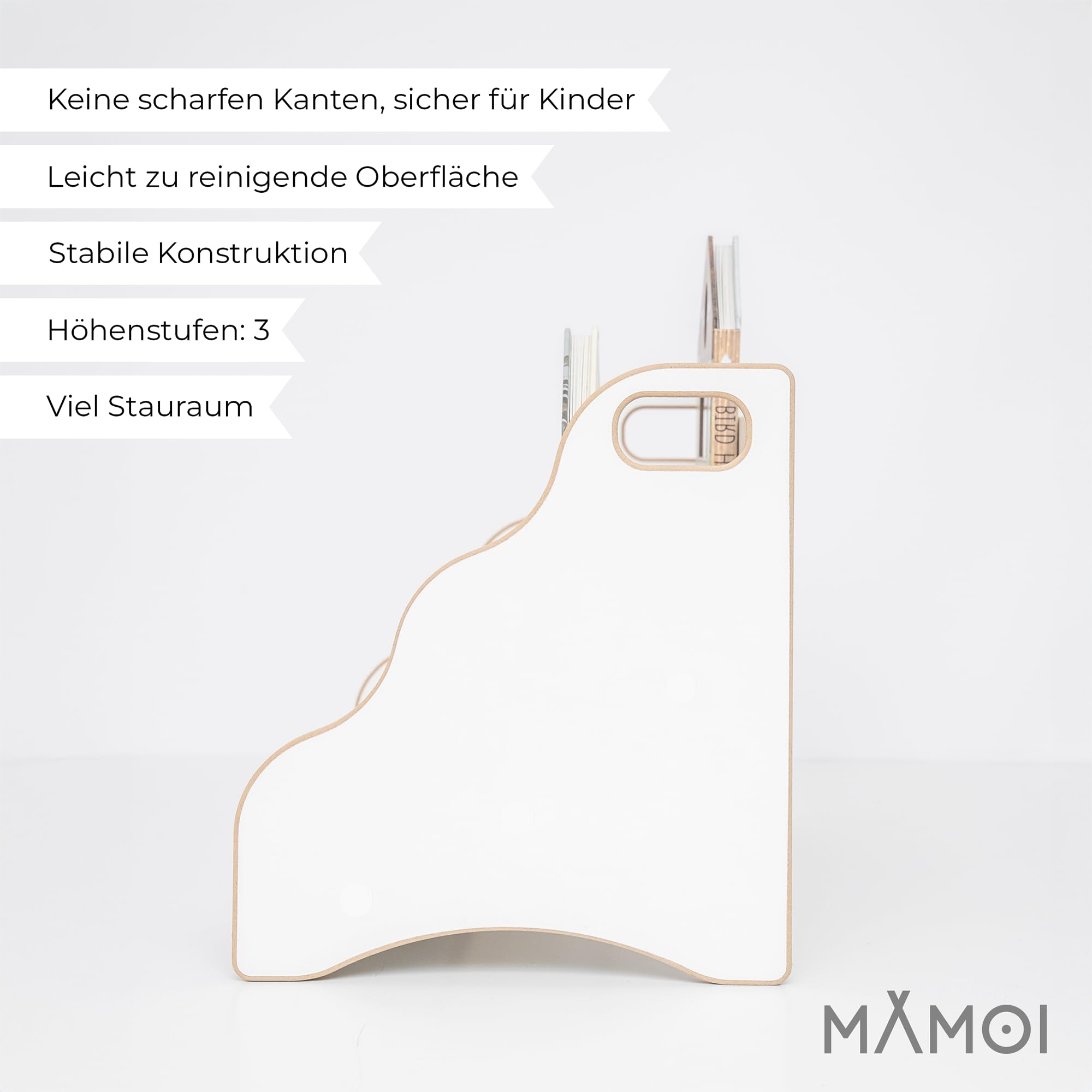 MAMOI® Bücherregal Kinder personalisiert mit Name – Kinderregal, Bücher-Organizer für Kinderzimmer Möbel, Büchergestell freistehend zur Aufbewahrung von Büchern, Bücherkiste