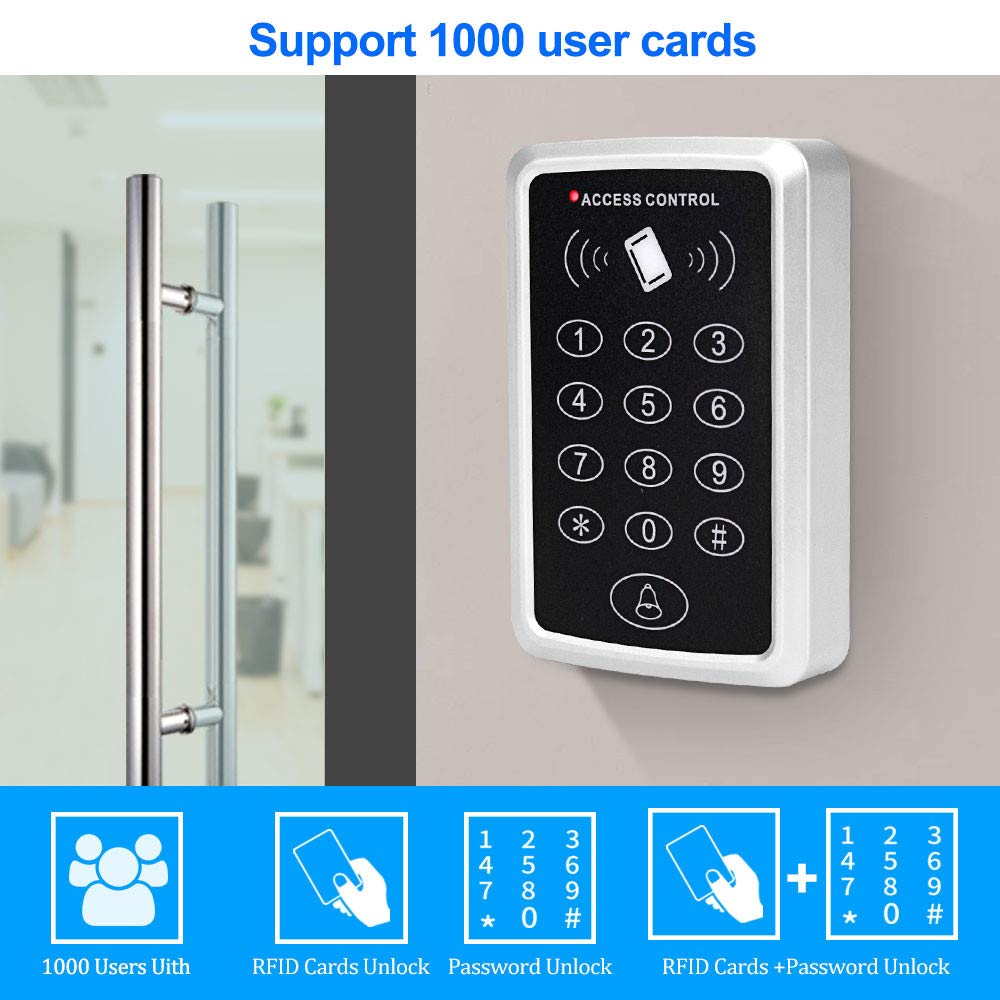 ReaIOKbii Standalone Access Control System Kit, Waterproof RFID Keypad Door Reader with Card & Password Access - Image 2
