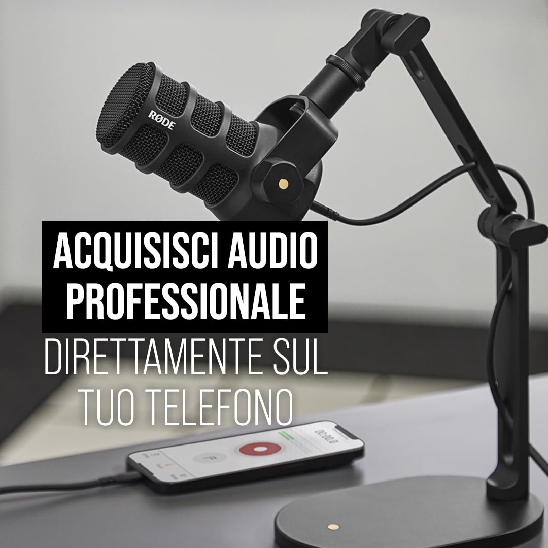 RØDE PodMic USB Microfono Dinamico Broadcast Versatile con Connettività XLR e USB per Podcasting, Streaming, Gaming, Produzione Musicale e Creazione di Contenuti