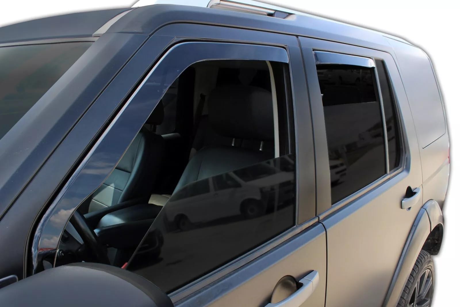 4 szt. Przezroczyste deflektory przeciwdeszczowe do przednich i tylnych szyb samochodowych kompatybilne z Land Rover Discovery 3/4 (2005-2016)