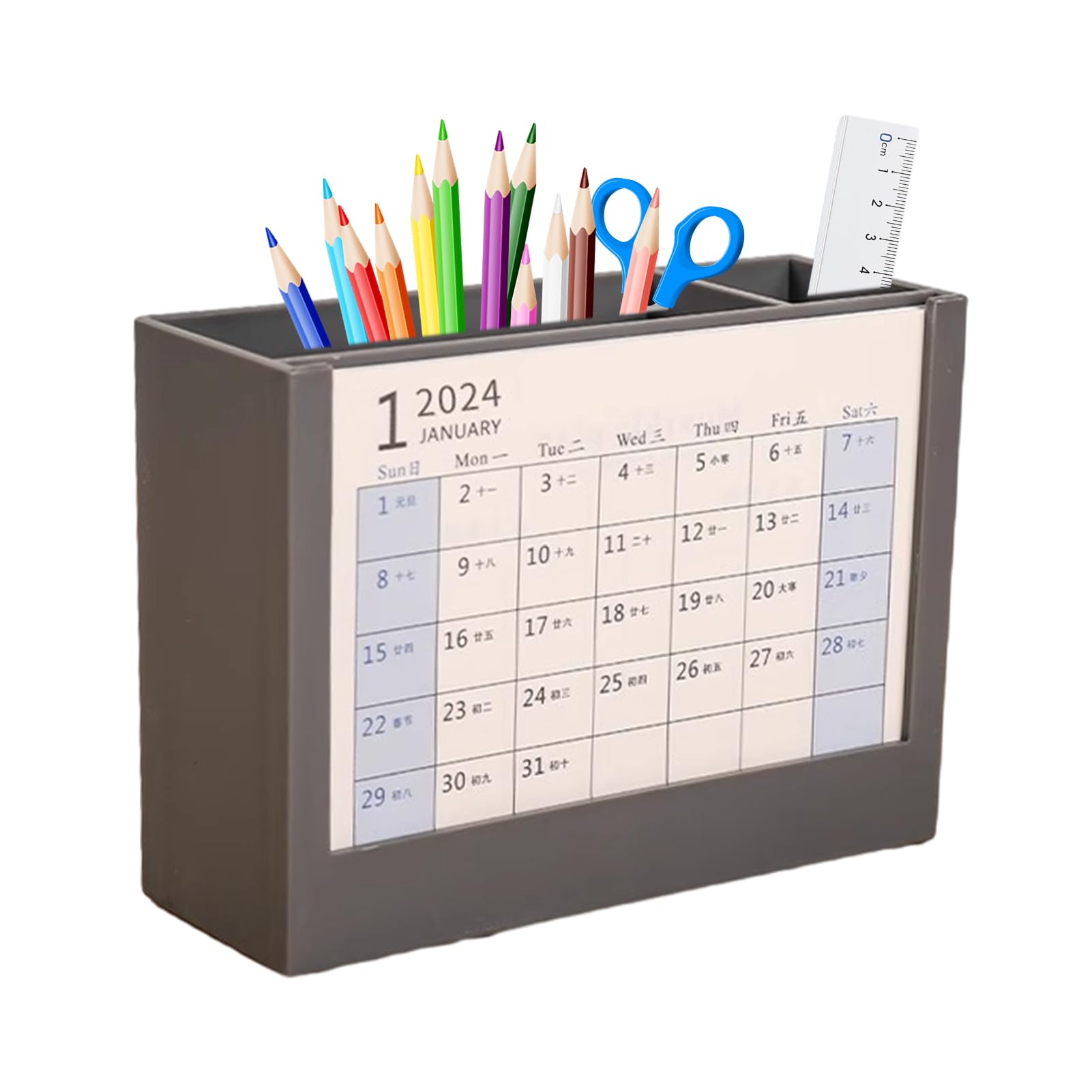 Desk Calendar 2024 Daily | 2024 Tabletop Calendar With Pen Holder | Desk Organizer - Stationery Storage For School, Office, Home, Apartment, Hotel