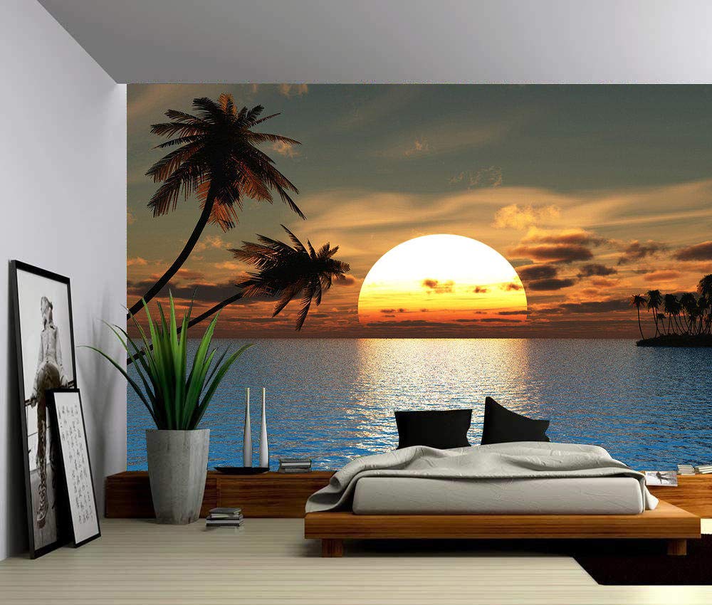 Papier peint photo personnalisé 3D coucher de soleil océan 300x210 cm