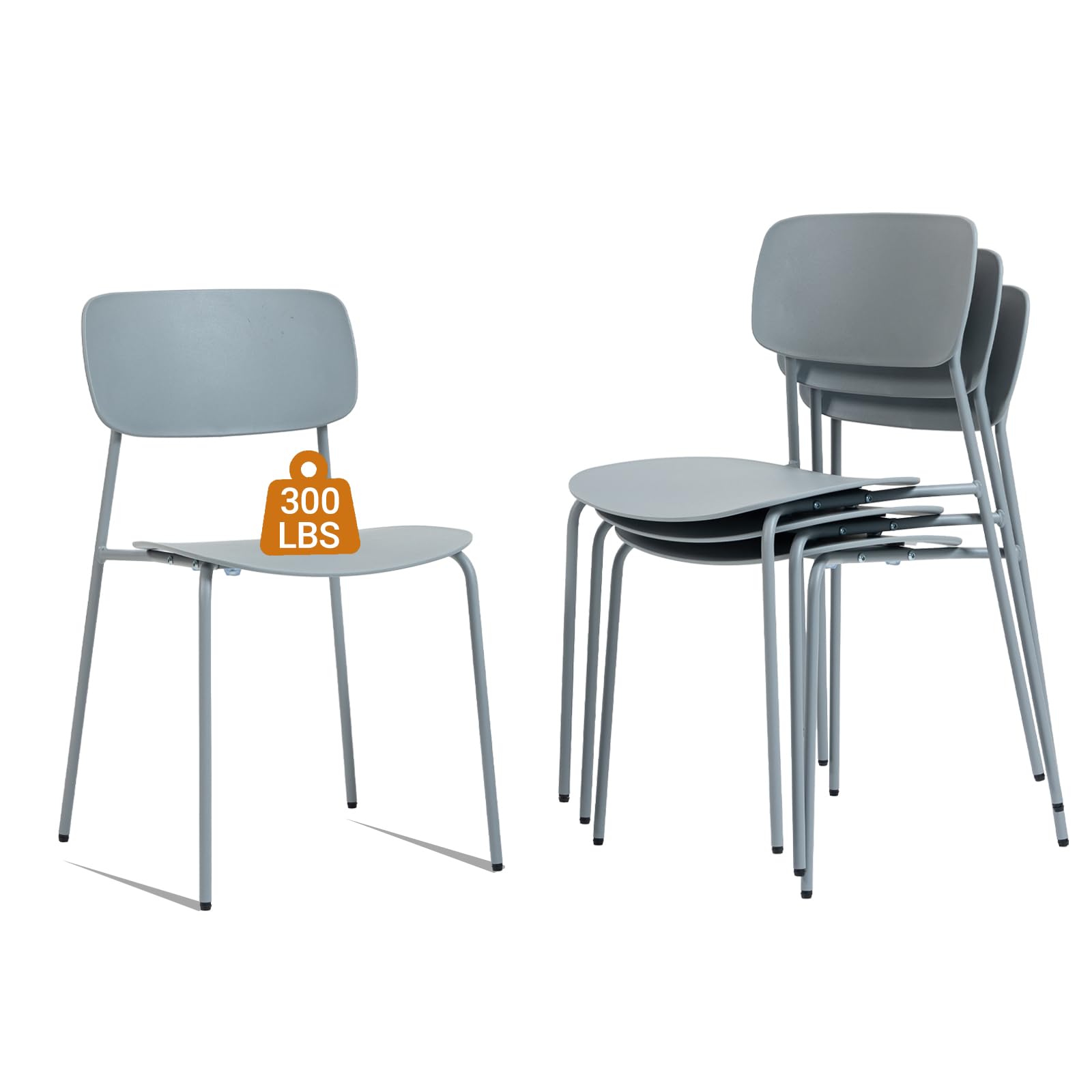 Sidanli Stacking Chairs Set of 4, Office Guest Chairs with Metal Legs, Stacking Office Chairs for Conference Reception Church Lobby, Capacity 300lbs,