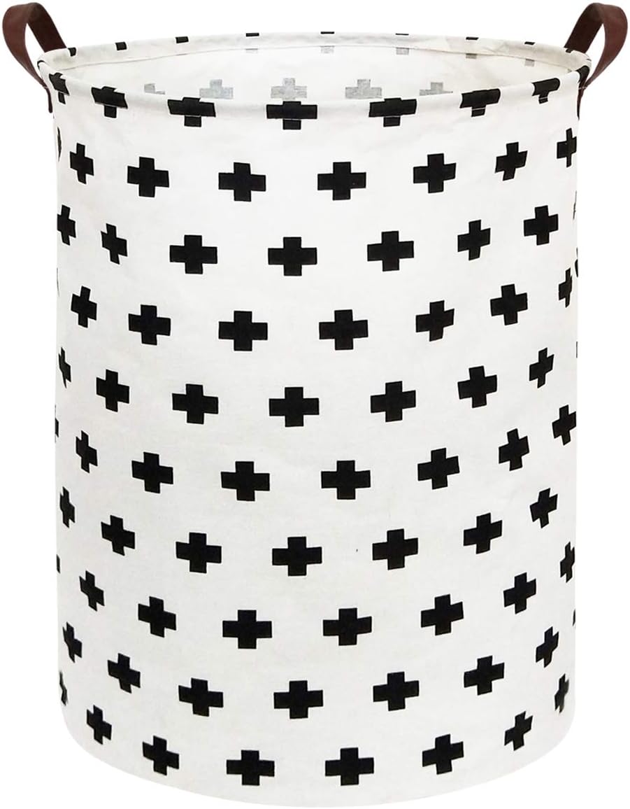 HIYAGON Large Sized Storage Baskets with Handle,Collapsible & Convenient Home Organizer Containers for Kids Toys,Baby Clothing (Cross)