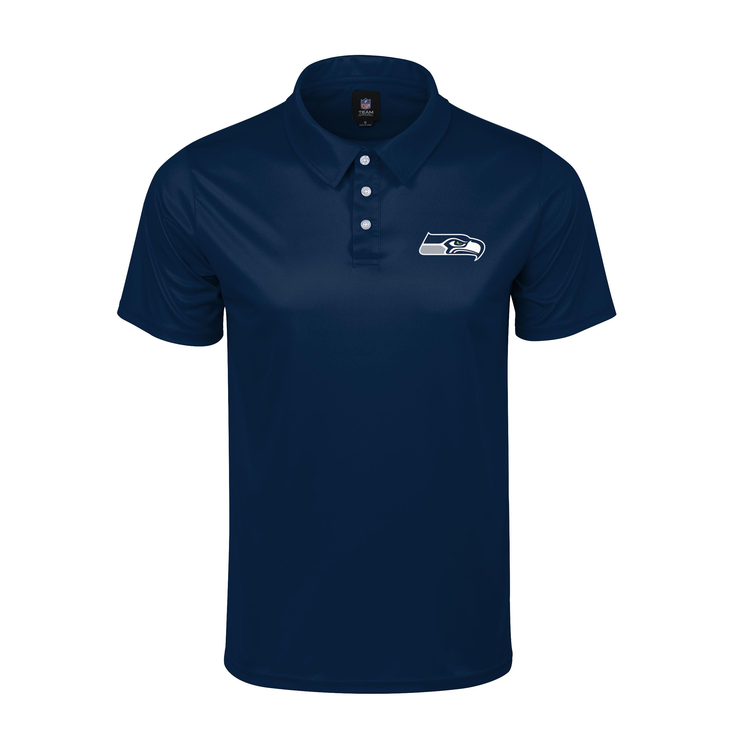 FOCO NFL Men's Officially Licensed Football Team Color Primary Logo Performance Short Sleeve Polyester Polo Shirt, Seattle Seahawks, XXL