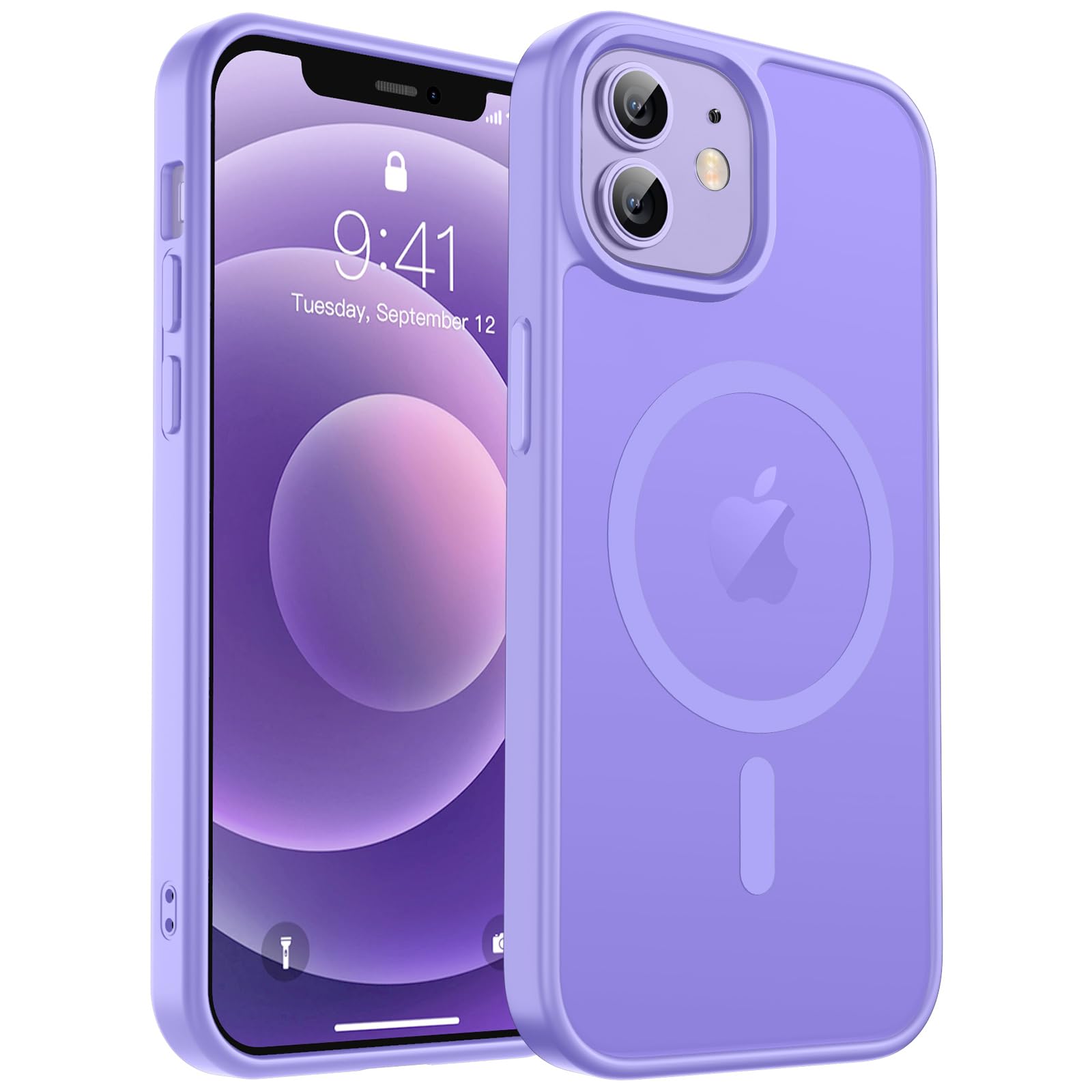 zapica Magnetic for iPhone 12 Case & iPhone 12 Pro Case, Light Purple | Compatible with MagSafe, Military Grade Drop Protection, Translucent Matte Anti-Scratch Phone Cover